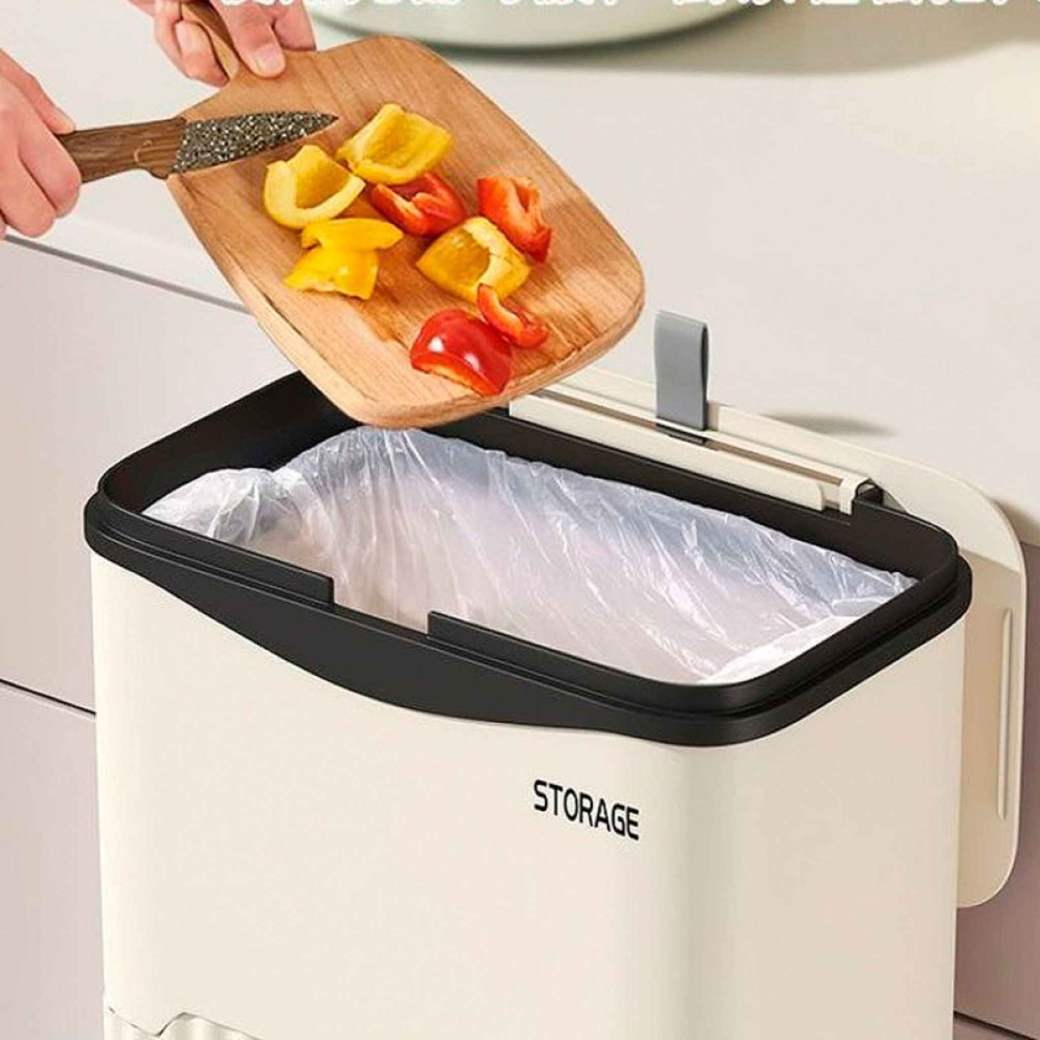 3 layer Kitchen Moving Cart Storage Rack with Garbage Trash Bin and Wheels