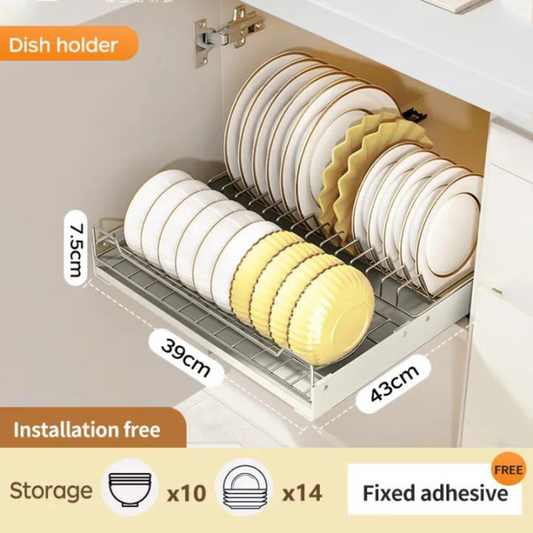 Pull Out Dish Drying Rack - Drawer Cabinet Organizer for Kitchen Dish Drying Drawer