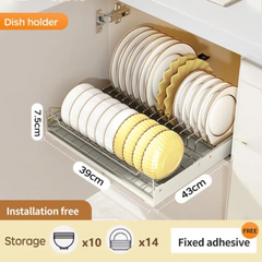 Pull Out Dish Drying Rack - Drawer Cabinet Organizer for Kitchen