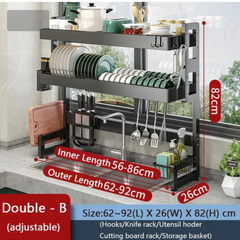 Double Layer Over the Sink Adjustable Kitchen Dish Rack
