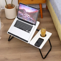 Folding Laptop Table for Bed and Sofa, Adjustable Laptop Desk with Cup Holder, for Work Study Reading