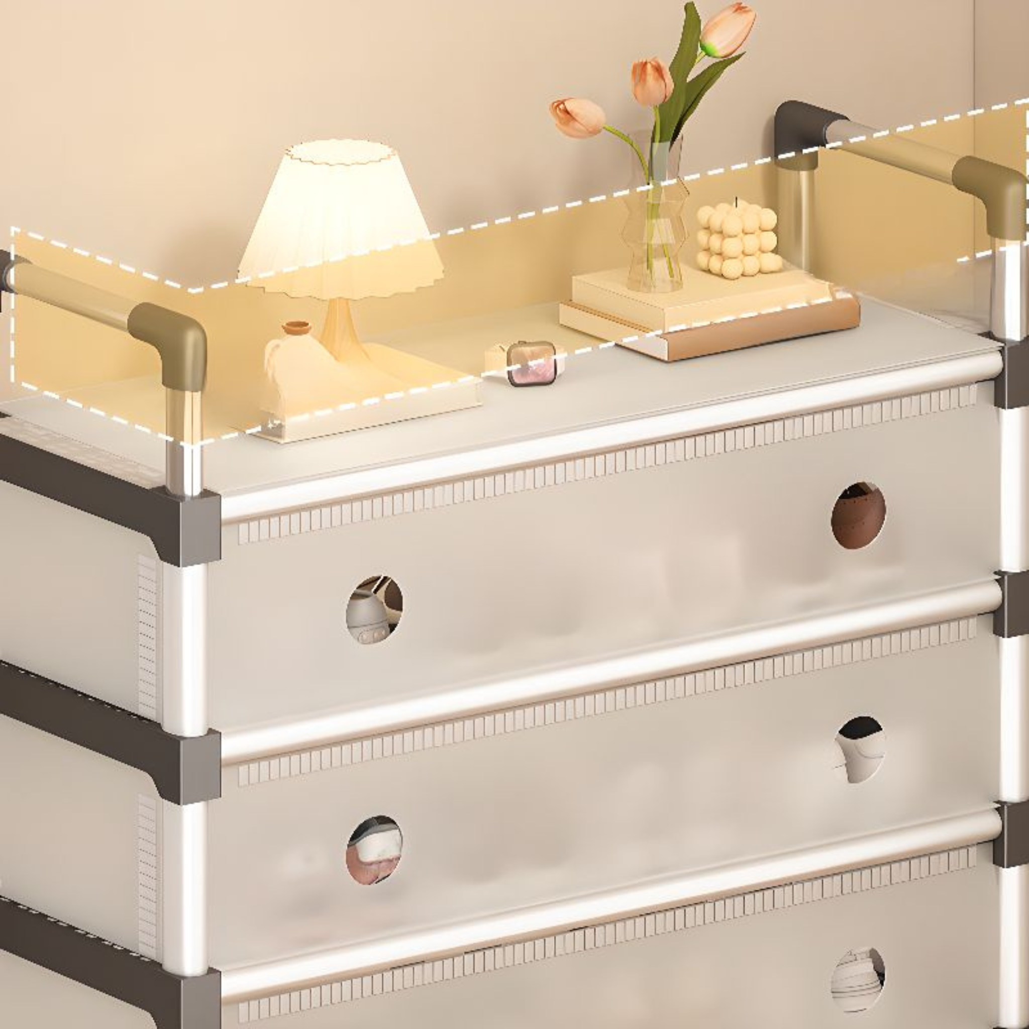 5 Doors Dustproof Shoe Rack