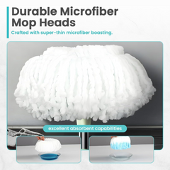 Spin Floor Mop Bucket Set with Wringer, Hands-free Wring Mop with 2 Microfiber Heads