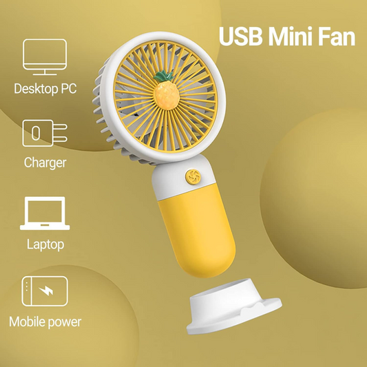Rechargeable Handheld Super Wind Small Fan with Stand - Random Color