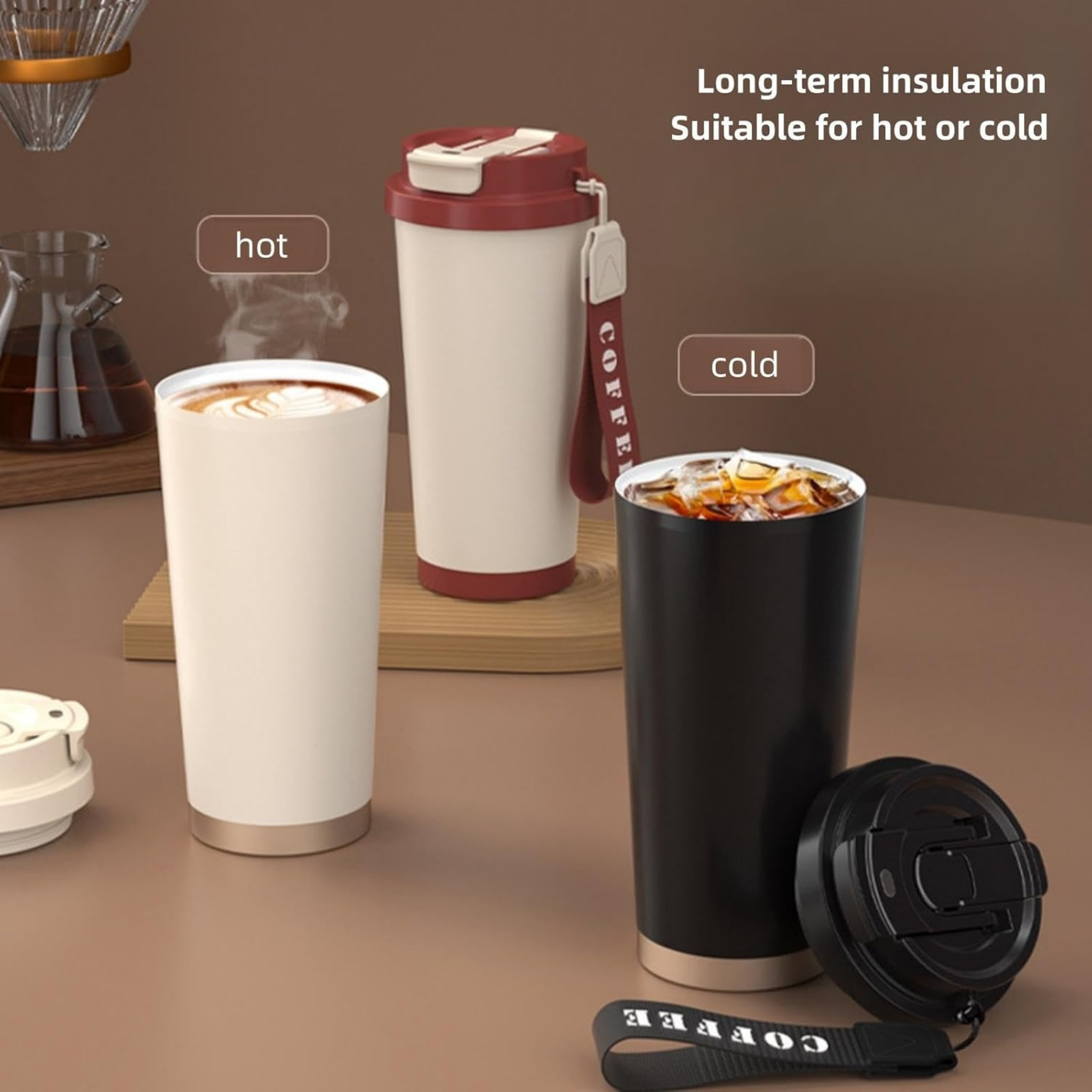 530ml Double Wall Vacuum Insulated Tumbler Coffee Mug with Lid and Straw