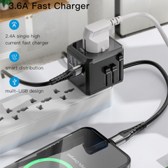 Yesido MC10 Universal Travel Adapter - UK/EU/US/AUS Plugs, 3 USB + 1 USB-C Port Yesido MC10 Universal Travel Adapter - UK/EU/US/AUS Plugs, 3 USB + 1 USB-C Port