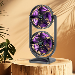 Double Head Desktop Fan, Portable Adjustable Quiet Operation Powerful Desk Fan