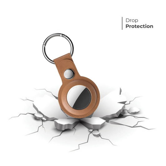 Blupebble Leather Apple AirTag Case with Key Ring