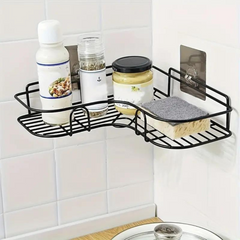 Wall Mounted Bathroom Corner Shelf - Self Adhesive Quick Installation Shampoo Rack
