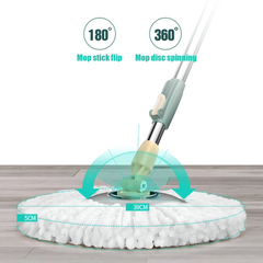 Spin Floor Mop Bucket Set with Wringer, Hands-free Wring Mop with 2 Microfiber Heads