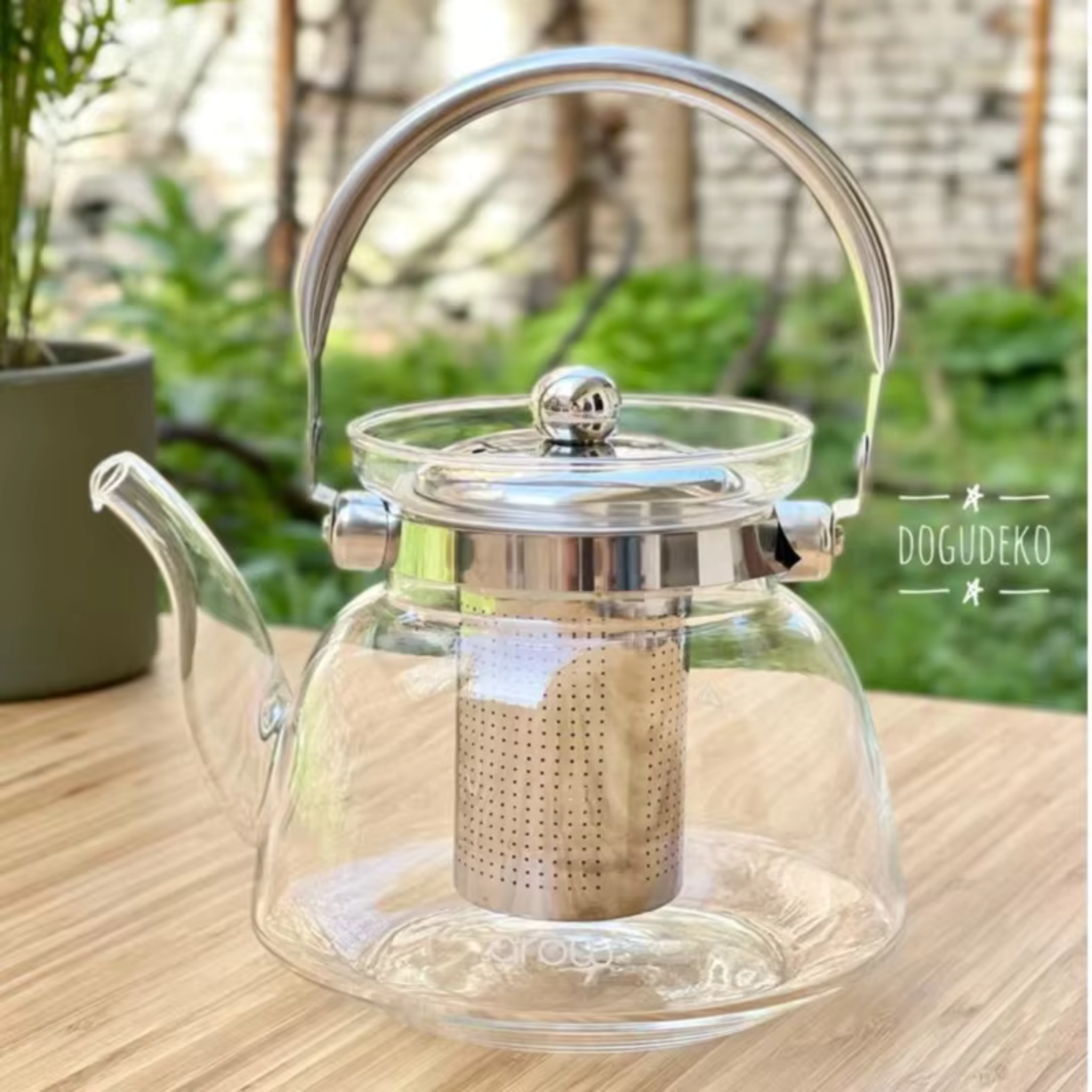 2200ML Fire Resistant Glass Teapot Strainer Kettle