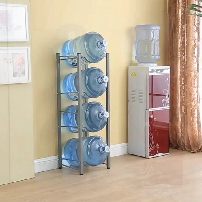 5 gallon water bottle storage rack is kept near a water dispenser