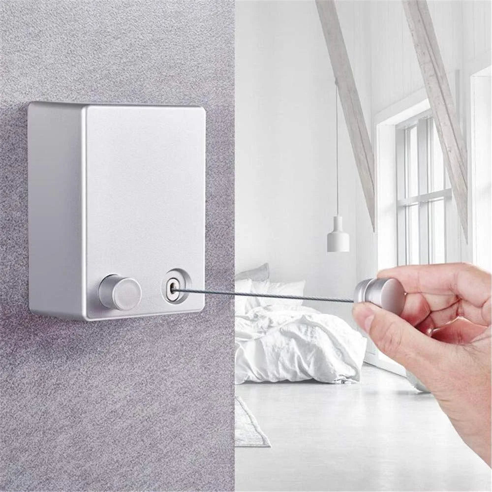 Retractable Metal Wire Indoor Clothes Drying Hanger Clothesline Silver