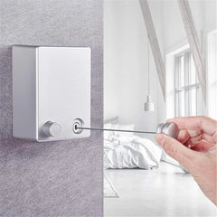 Retractable Metal Wire Indoor Clothes Drying Hanger Clothesline Silver Retractable Metal Wire Indoor Clothes Drying Hanger Clothesline Silver