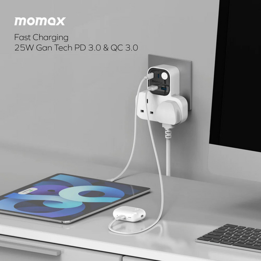 موماكس 1-Charge Work Flow ملحق على شكل حرف T بمقبسين مع USB