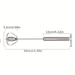 Stainless Steel Egg Beater Hand Push Semi Automatic Egg Whisk