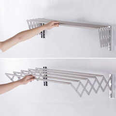 Wall Mounted Foldable Clothes Drying Rack - Extendable Laundry Hanger