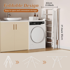 Aluminium Alloy Folding Clothes Drying Rack, Clothes Airer with Built-in Hanger Holes