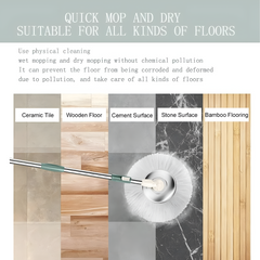 Spin Floor Mop Bucket Set with Wringer, Hands-free Wring Mop with 2 Microfiber Heads