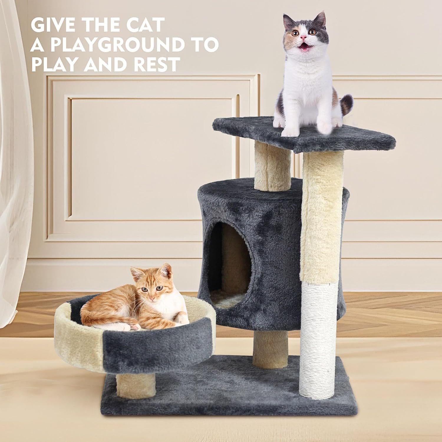 Multi Level Cat House Tree Tower with Sisal Scratching Posts