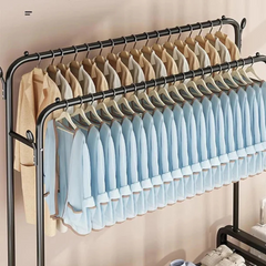 Clothes Organizer Stand with Wheels, 48 Kg Heavy Duty Double Layer Garment Hanger Rack