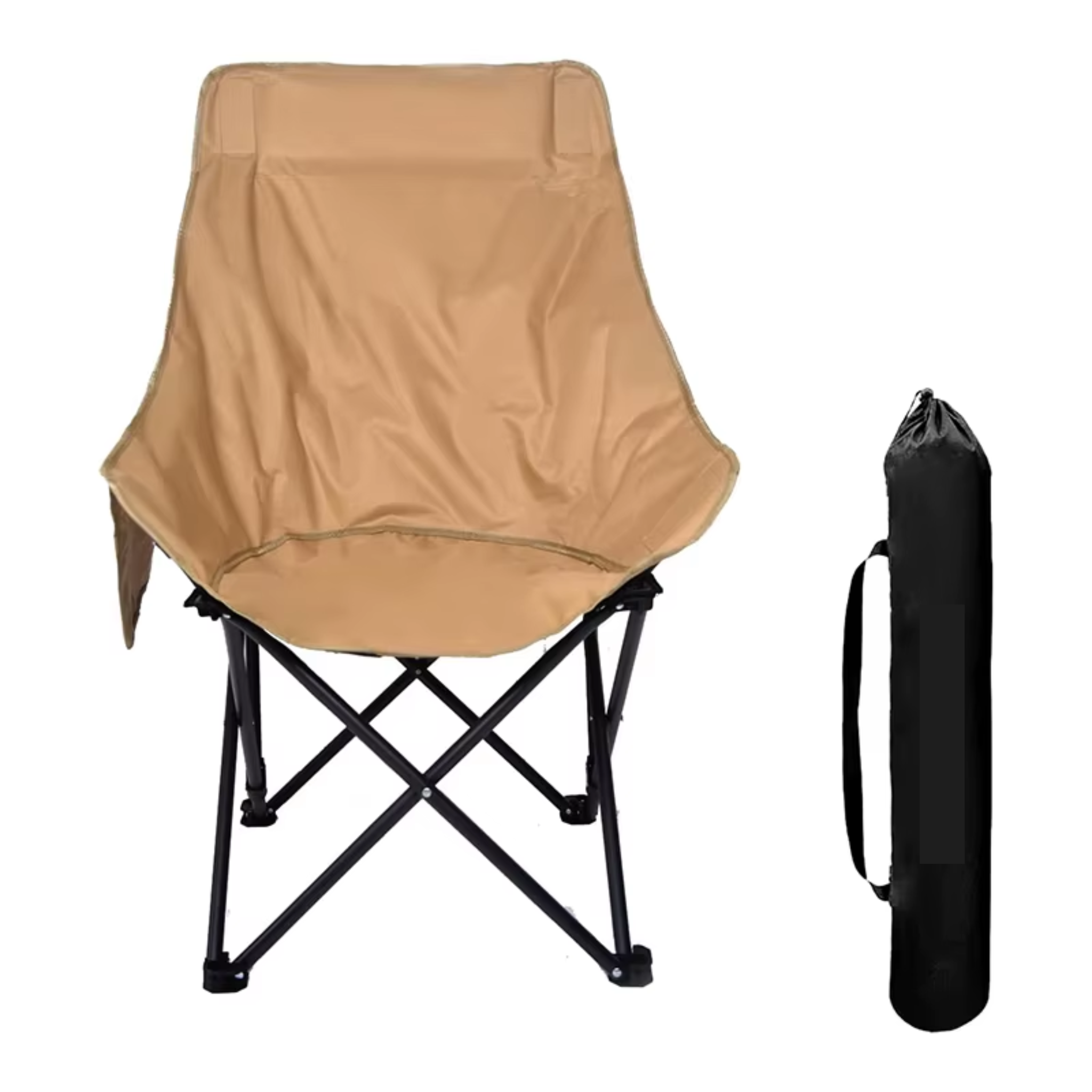 Outdoor Easy Folding Camping Moon Chair Khaki