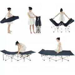 Folding Camping Bed with Mattress, Portable Bed for Beach and Outdoors