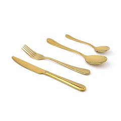 Stainless Steel Polished Premium Golden Cutlery Set (4 Pcs/Set)