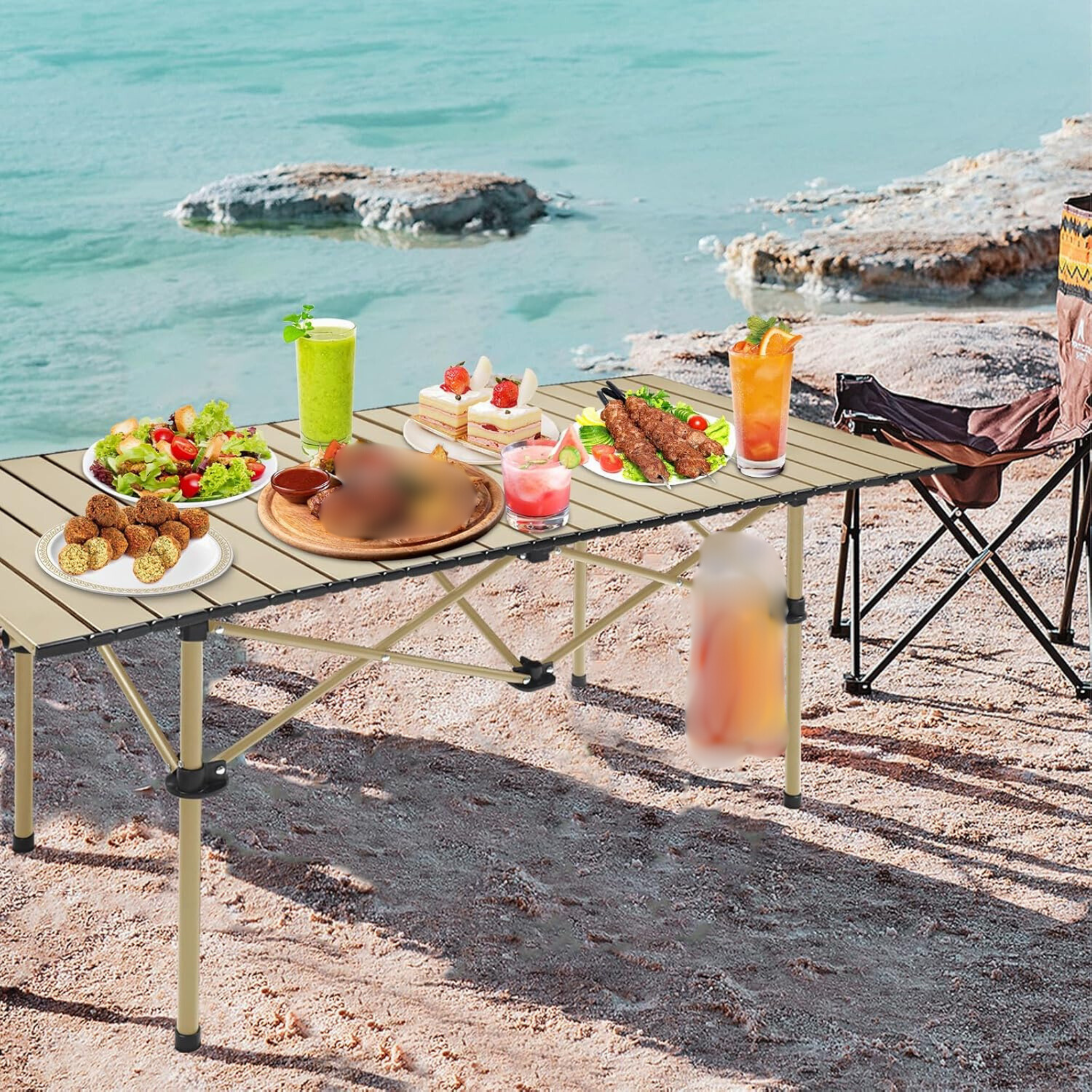 Folding Roll Up Outdoor Camping Table 120 x 60 x 45 CM