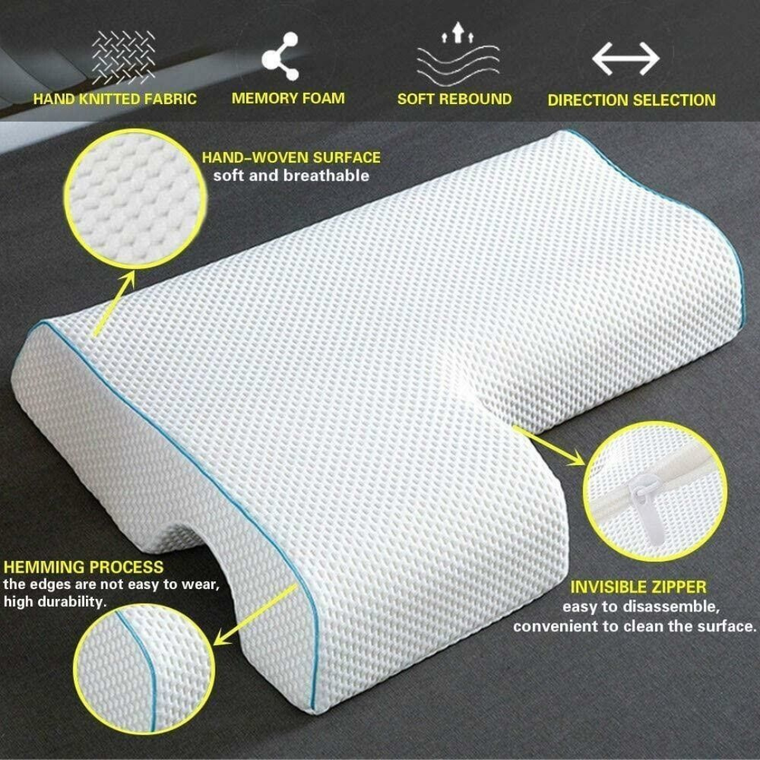 Memory Foam Couple Cuddle Pillow with Arm Rest - L Shaped Pillow for Side Sleepers
