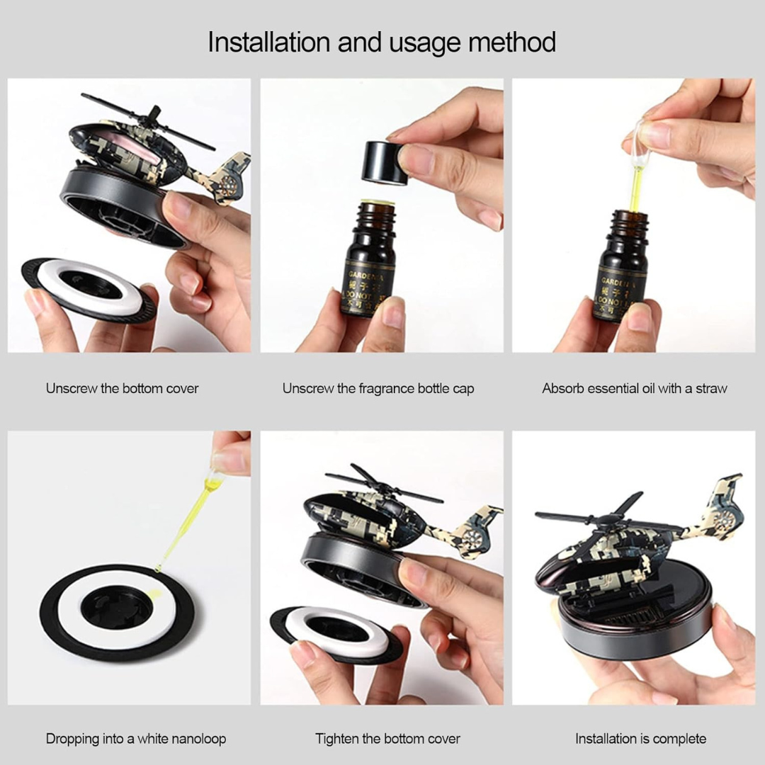 Military Helicopter Solar Car Air Freshener