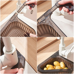 Telescopic Kitchen Sink Drain Basket, Hanging Strainer Rack Fruit Vegetable Washing Basket