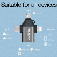 Yesido GS15 3 IN 1 USB To USB Type C Micro Lightning OTG Adapter Yesido GS15 3 IN 1 USB To USB Type C Micro Lightning OTG Adapter