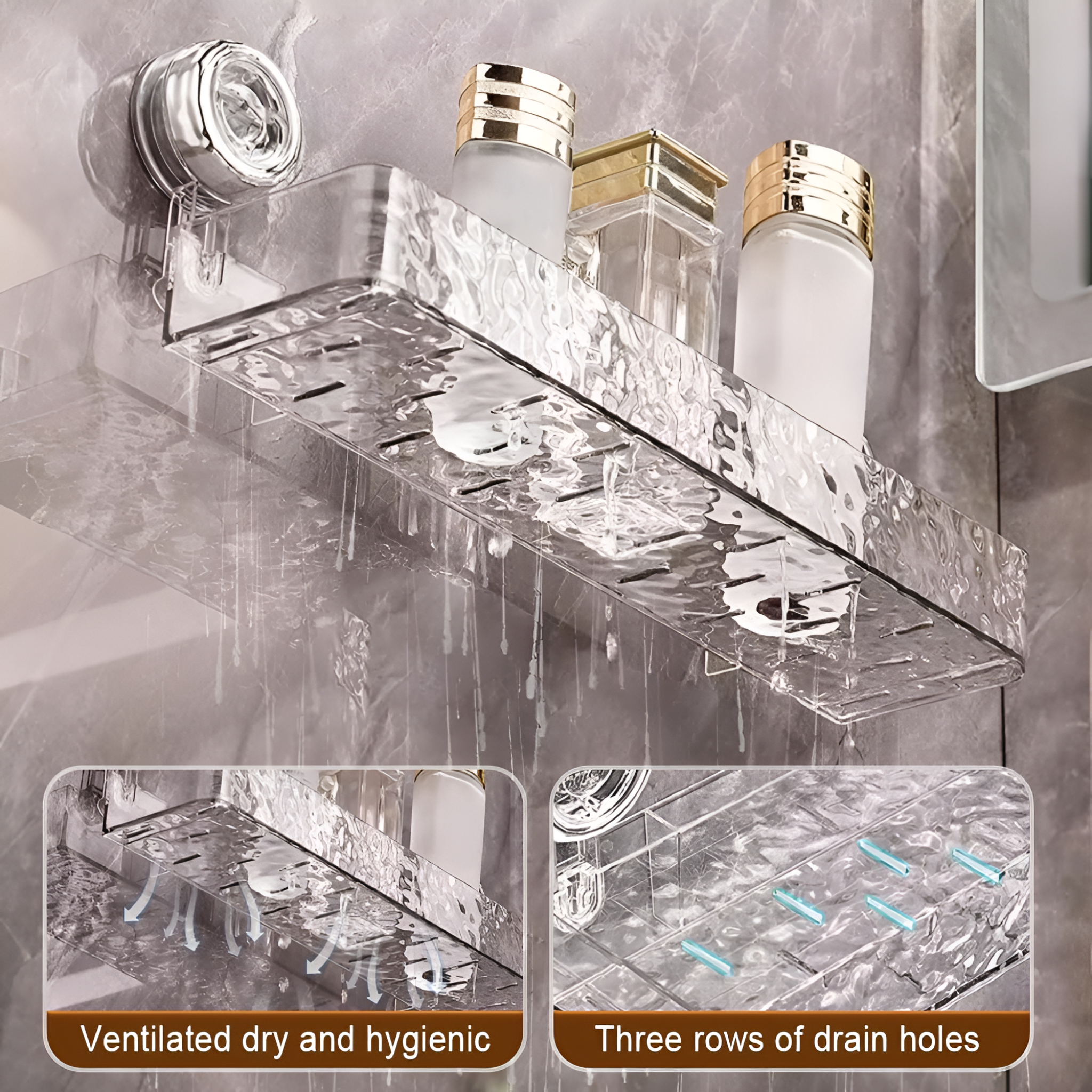 Wall Mounted Suction Cup Storage Holder for Bathroom Shower Supplies