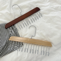 8 Hooks Nonslip Wooden Clothes Hanger for Shawl, Tie, Bra, Belt, Cap and Scarf