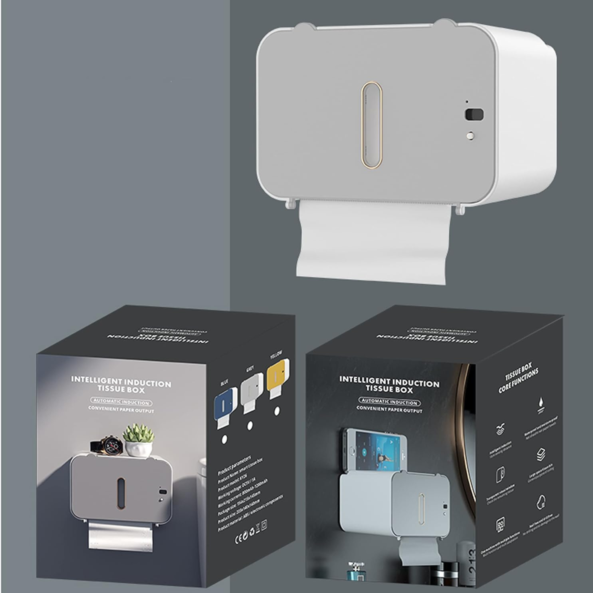 Wall Mounted No Drilling Installation Smart Sensor Automatic Paper Tissue Dispenser