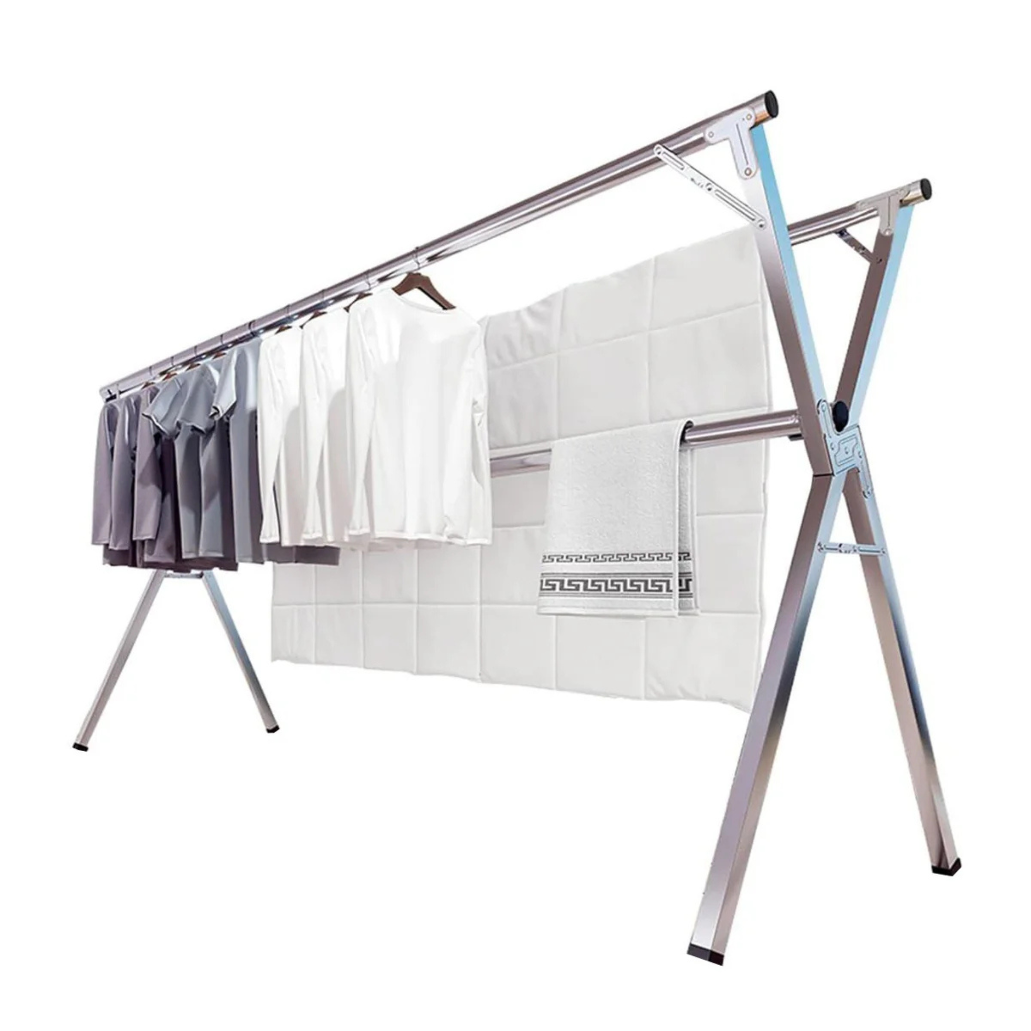 3 Poles Folding Clothes Drying Rack, Heavy Duty Stainless Steel Laundry Dryer