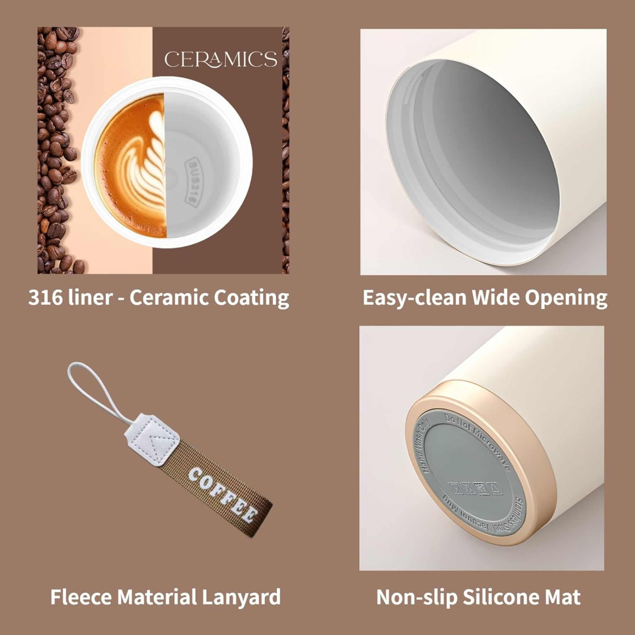 530ml Double Wall Vacuum Insulated Tumbler Coffee Mug with Lid and Straw