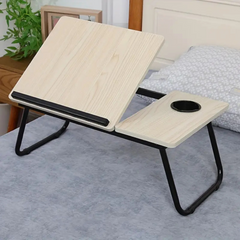 Folding Laptop Table for Bed and Sofa, Adjustable Laptop Desk with Cup Holder, for Work Study Reading
