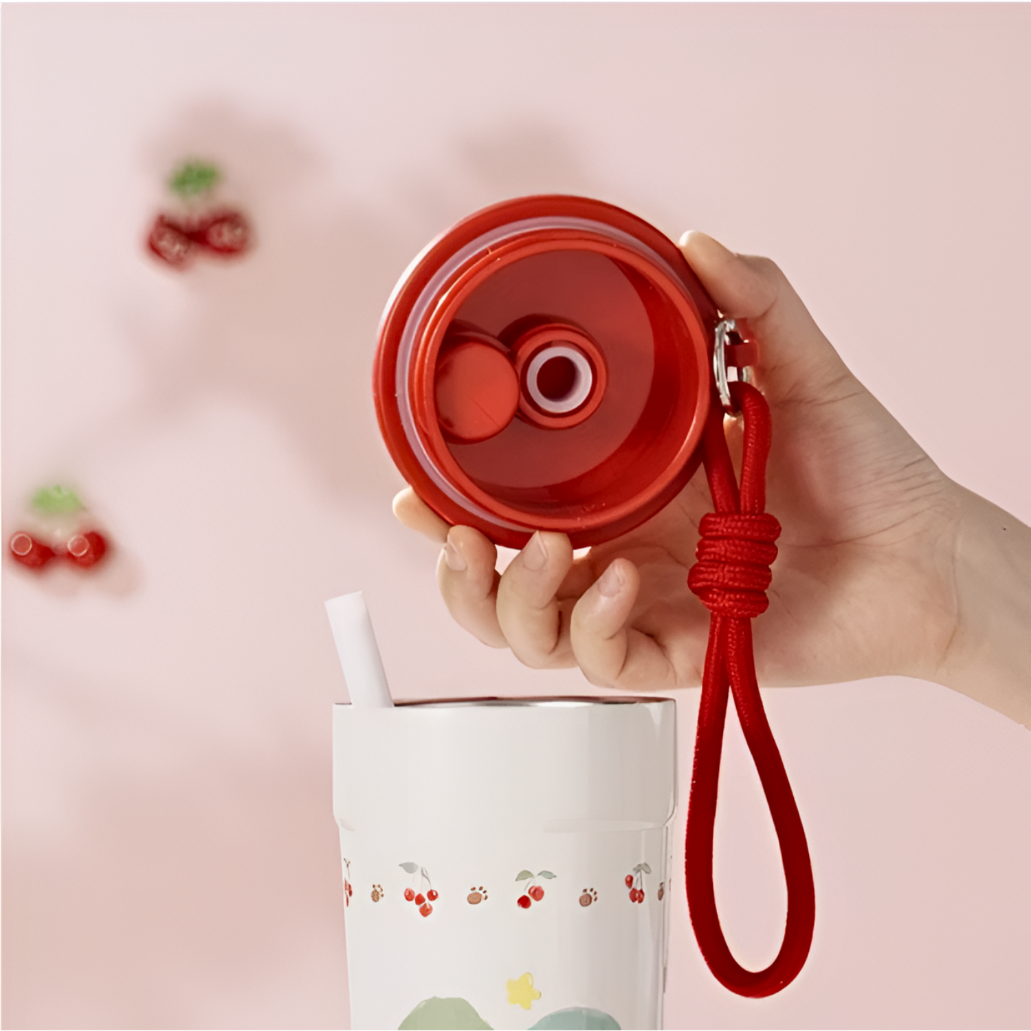 Diller 700ML Cherry Double Wall Vacuum Insulated Stainless Steel Travel Tumbler Cup