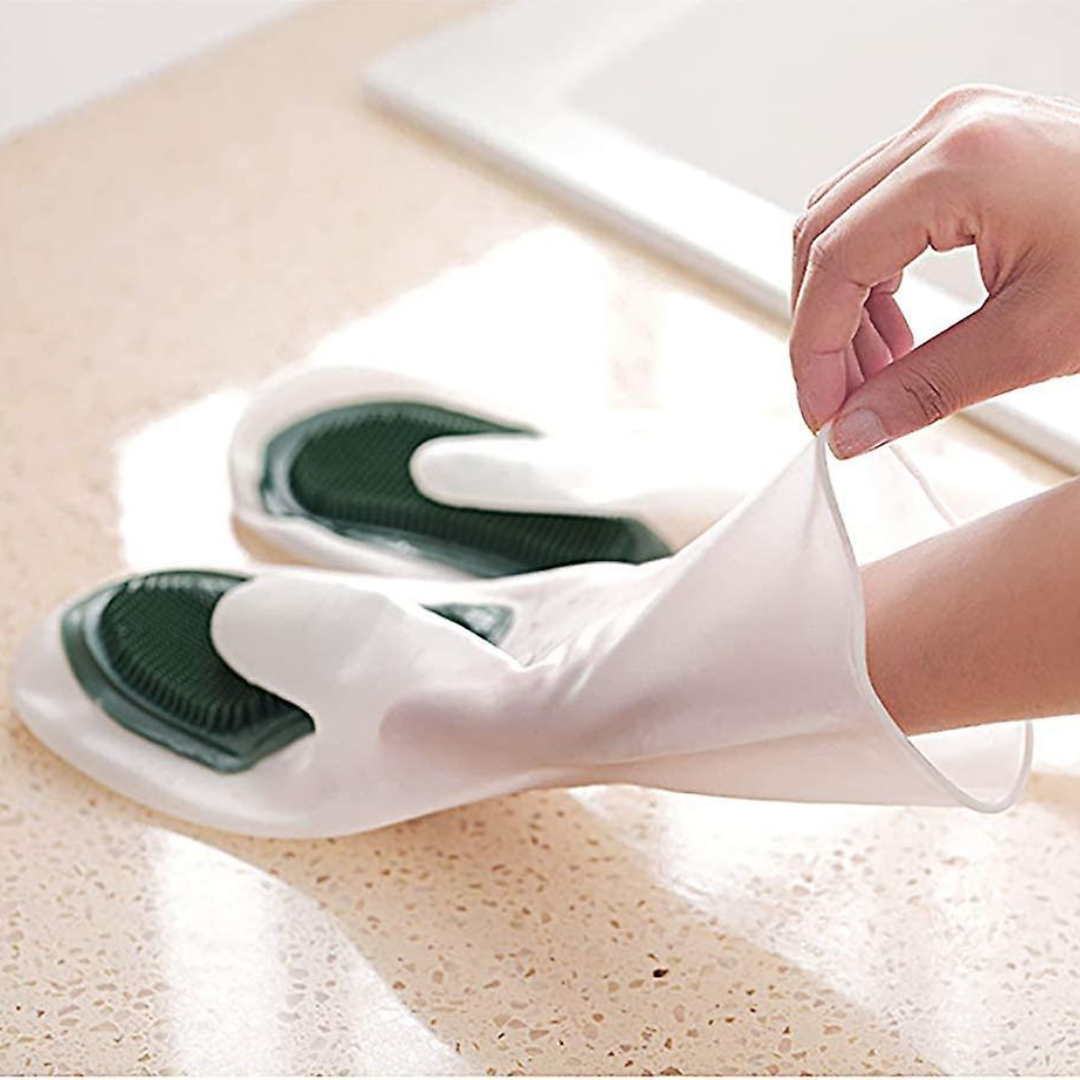 1 Pair Multi Purpose Silicone Scrub Gloves - for Kitchen Dish Washing & Household Cleaning