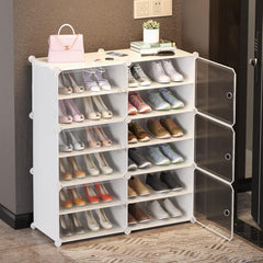 Multi Tier Shoe Rack with Cover, Shoe Cabinet with Doors 6 Doors White Multi Tier Shoe Rack with Cover, Shoe Cabinet with Doors 6 Doors White