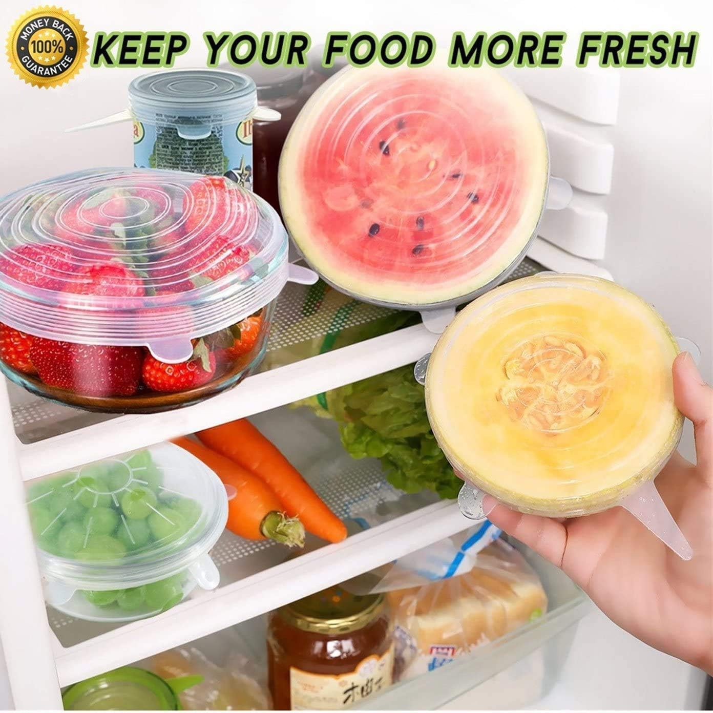 6 Pcs/Set Stretchable Reusable Silicone Lid Food Storage Covers