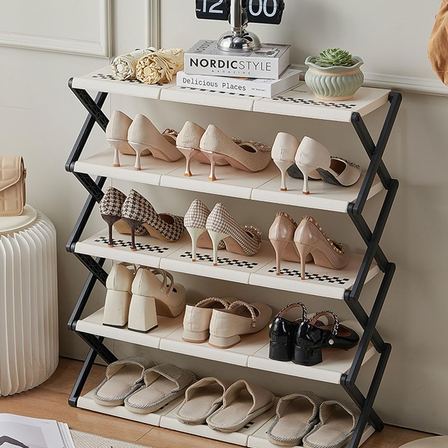 5 Layer Shoe Rack, Foldable Shoe Cabinet for Entryway