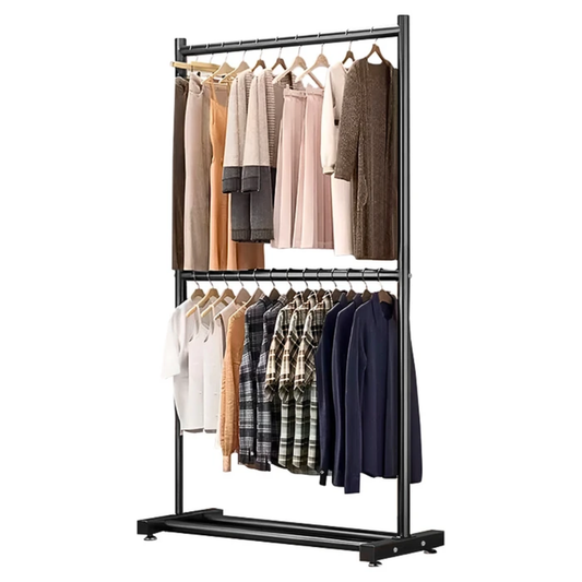 Double Decker Garments Display Rack, 80Kg Load Capacity Clothes Hanger