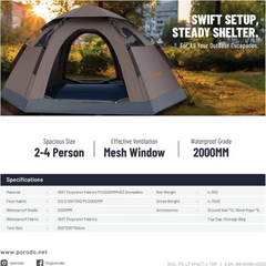 Porodo Lifestyle Automatic Camping Tent for 2-4 Person