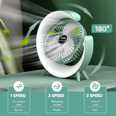 مروحة مكتب USB مع 5 أضواء LED ملونة و3 مستويات للسرعة مروحة مكتب USB مع 5 أضواء LED ملونة و3 مستويات للسرعة