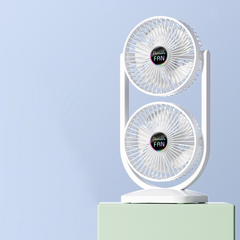 Double Head Desktop Fan, Portable Adjustable Quiet Operation Powerful Desk Fan