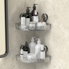 Bathroom Corner Wall Mounted Storage Organizer Shelf (Suction Type)