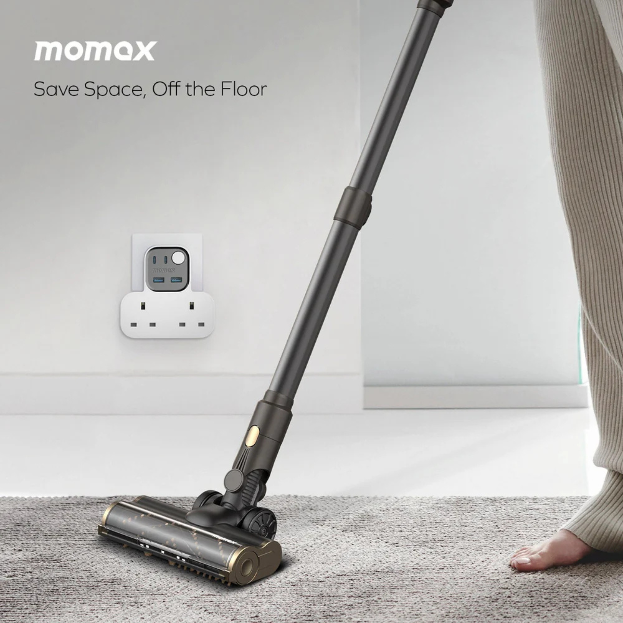 Momax 1-Charge Work Flow T-shaped Extension 2 Socket with USB